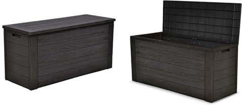 Jelenia Plast 2X Gartenkissenbox Holzoptik Gartentruhe Auflagenbox Kissenbox Aufbewahrungsbox