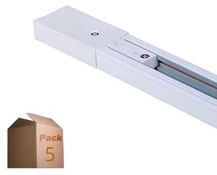 ONSSI Einphasige Schiene 2M für LED-Strahler (5 Stück) Weiß Aluminium Rechteckig