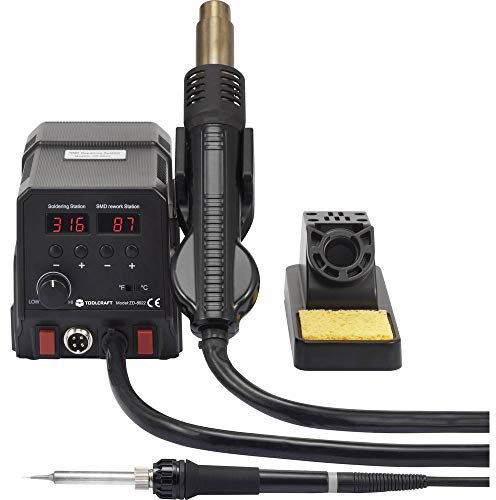 TOOLCRAFT Löt-/Entlötstation I SMD Entlötsystem I Heißluft-Lötstation I Heißluftgebläse Lötkolben I Digitale Lötstation I LCD-Display I 360W Leistung I Elektronik-Reparatur