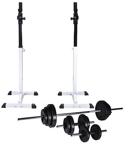 vidaXL Kniebeugenständer mit Hantel Set 30,5kg Langhantelständer Hantelablage