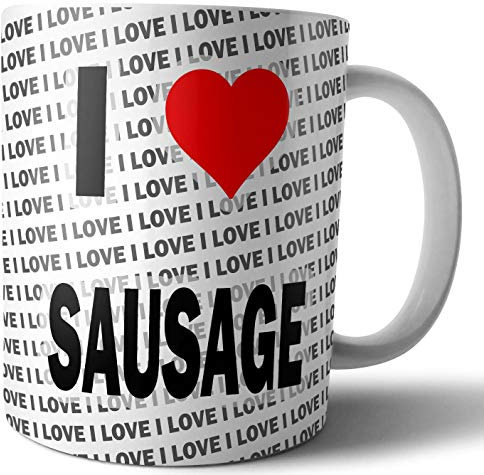 AK Giftshop I Love Sausage - Tea - Coffee - Mug - Cup - Birthday - Christmas - Gift