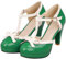 LUXMAX Ladies Rockabilly Shoes Platform T-Bar Court Shoes Patent Mary Jane Heels Size 4.5UK,Green