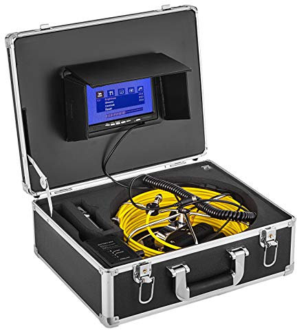 VEVOR Tuyau Caméra 30m, Appareil-photo d'inspection LCD 7'' IP68, Serpent Moniteur 6 heures Sur Seule Charge Vidéo Industrielle d'Inspection Vision de Nuit Support d'Endoscope Boîte à Outils Portable