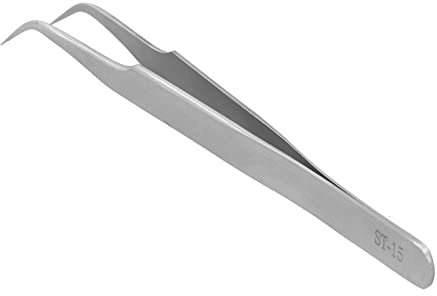 Wimpernpinzette aus Edelstahl Antistatische Falsche Wimpernpfropfpinzetten Clips Tragbares Wimpernwerkzeug(ST-15 Ecke)