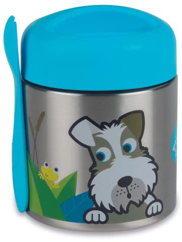 TUM TUM Kids Food Flask with Magnetic Spork & Easy Open Lid, Insulated Food Jar, 300ml, Scruff the Dog