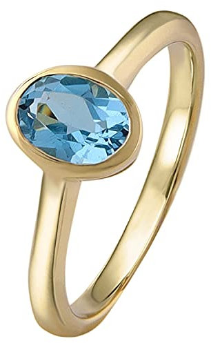 Acalee Topas Ring Gold 333 / 8K Topas Swiss Blau elegantes Schmuckstück für Damen, zauberhafte Geschenkidee, Geburtsstein, 90-1015-02-55 Ringgröße 55/17,5