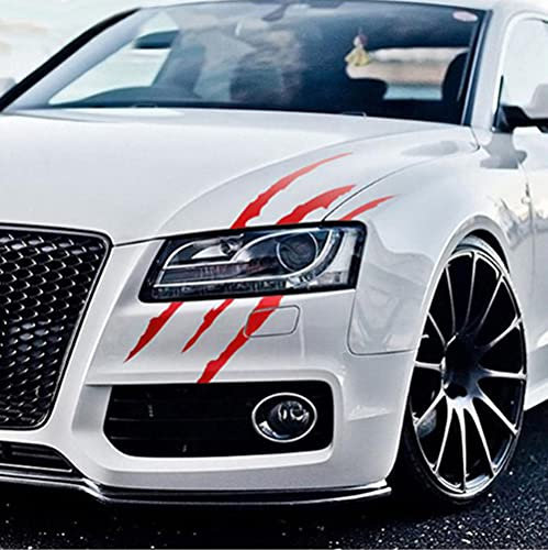2 Stück Monster Klaue Auto Sticker Augenbrauen Scheinwerfer Aufkleber Wasserfeste Vinyl Autoaufkleber Dekoration ästhetischer Sticker(Rot)