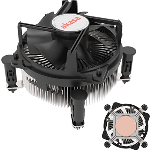 Akasa Copper Core Cooler for Intel® LGA1700&1851 | Designed for Core™ i9 processors up to 125W TDP | Heatsink with Copper Core | 90mm PWM Fan | Dual Ball Bearing | AK-CC6606BP01