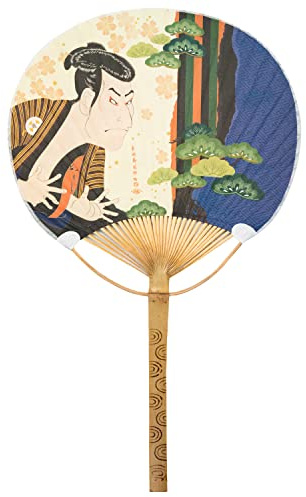 Paper Decorative Japanese Fans Cattail Paddle Hand Fan Japanese Room Home Wall Decor with Colorful Ukiyoe Festival Home Portable Uchiwa Bamboo Handle Party Gathering Souvenir Cosplay (Edo Soldier)