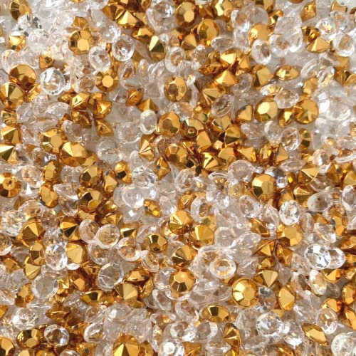 4500 Pieces 6mm Mini Fake Diamond Crystal Scatter Gems for Arts and Crafts and Wedding Table Decoration Home and Party Decoration (Rose Gold and Clear)
