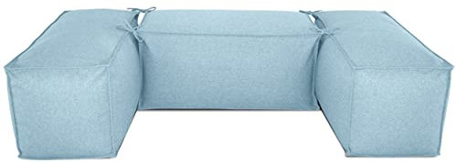 DESHOME - Sitzhocker für den Außenbereich, 220 x 110 cm, 3-teilig, rechteckig, weich: Sofa mit abnehmbarem Polsterung, modernes Design - Light Pouf (Türkis Pulver)
