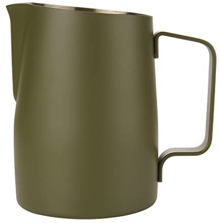Dianoo Milk Frothing Pitcher With Handle, 600ml Stainless Steel Steaming Pitcher, Espresso Milk Frother Cup For Coffee Cappuccino Latte Art, Dark Green