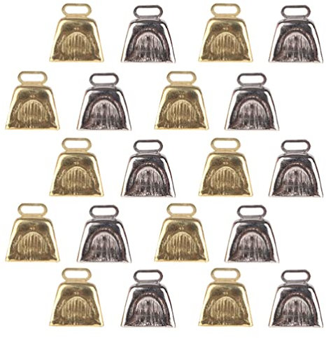 ABOOFAN 20 Stücke Vintage Glöckchen zum Basteln Kleine Glocke Anhänger zum Basteln Deko Glocke Kleine Kuhglocke Weihnachten Hochzeiten Schmuck Klangspiele Hunde Einbruchstraining
