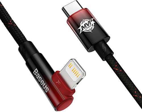 Baseus Lightning Kabel 90 Grad, USB C auf Lightning Schnellladung 20W für, Winkel Design Gaming Kompatibel mit iPhone