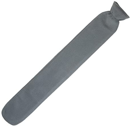 Lange Wärmflasche mit weichem Bezug 2 Liter Schlauch-Wärmflasche für Nacken und Schulter, Nackenwärmflasche extra lang (Grau)
