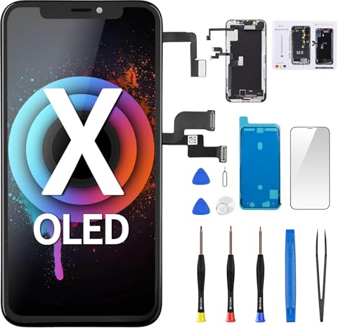 DGSCSMY OLED-Bildschirm für iPhone X Bildschirm Ersatz mit Frontlautsprecher Näherungssensor 5,8 Zoll OLED für iPhone 10 3D Touch Display Digitizer Vollmontage Fix Werkzeug Reparaturset Frontglas