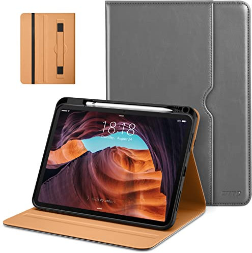 DTTO Schutzhülle für iPad (A16) 11. Generation, 27,9 cm (11 Zoll) 2025, iPad 10. Generation, 10,9 Zoll 2022, Premium-Leder, Business-Folio-Schutzhülle mit Stifthalter, automatische