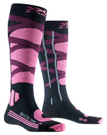 X-Socks Ski Control 4.0 Womens High-Tech-Skisocken für verbesserte Leistung, Stabilität und Komfort für Leistungssportler und Hobby-Skifahrer - Schwarz/Violett, 37-38