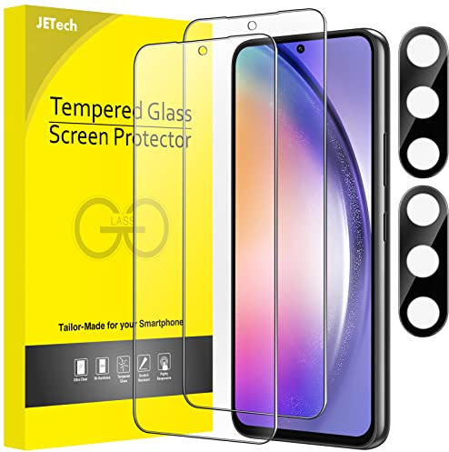 JETech Protector de Pantalla para Samsung Galaxy A54 5G 6,4 Pulgadas y Protector Lente Cámara, 9H Cristal Vidrio Templado, Resistente a los Arañazos, HD Transparente, 2 Paquetes Cada Uno