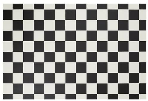 misento PVC Bodenbelag Schachbrettmuster Fliesenoptik Boden Fußboden mit Gesamtdicke von 2,8mm und Nutzschicht 0,2 mm 200 x 500 cm Schwarz-weiß
