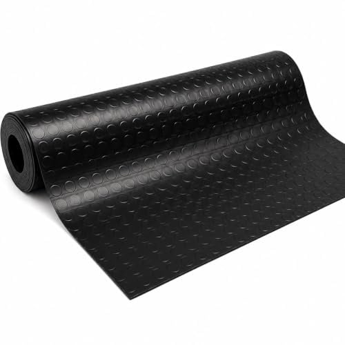 GBiancheria Pavimento Tappeto Bollato in PVC col. Nero Antiscivolo Flessibile e Resistente (1x25)