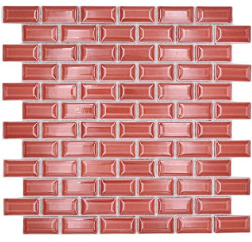 Keramik Mosaikfliese Mauerverband Verbund uni rot Wand Fliesenspiegel Küche Dusche
