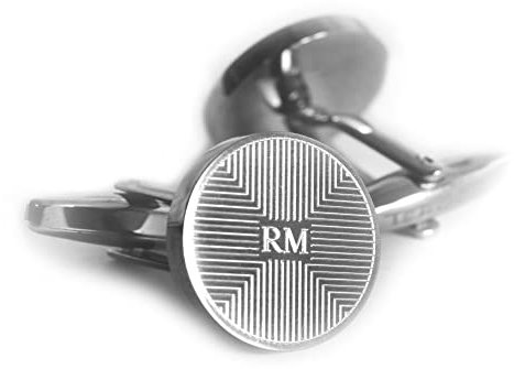Personalisierte Manschettenknöpfe mit Gravur, Initialen, Geometrisches Design, Edelstahl, Rund, Schmuck für Herren