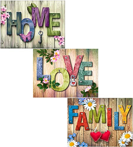 Abillyn Kits de peinture diamant 5D Full Drill, Home & Love & Family Diamond Art pour adultes et enfants (maison, amour et famille 3P)
