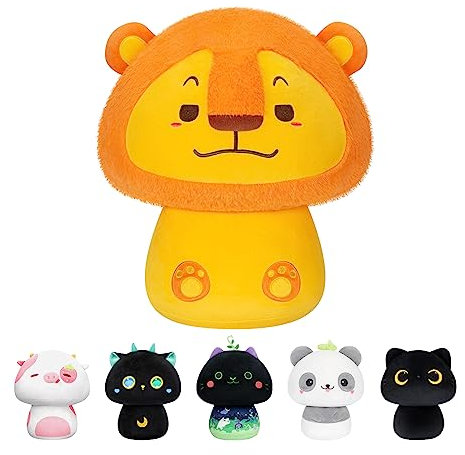 Mewaii 36CM Kawaii Kuscheltier für Kinder Blaubeerkuh Pilzförmiges Plüschtier Stofftiere Weiches Kuscheltier Wurfkissen Plüsch Kissen Ausgestopftes Spielzeug Stofftiere Geschenk über 3 Jahren