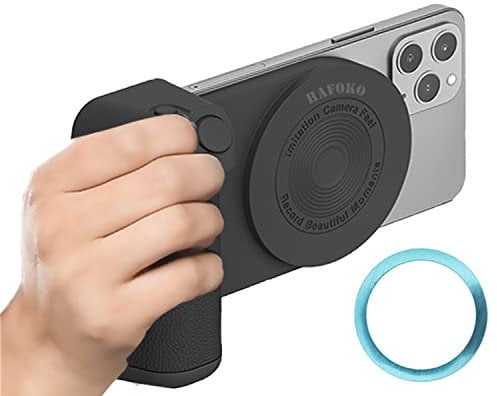 HAFOKO Magnetisch Smartphone CapGrip Kamera Handy Selfie Telefon Griff Handhaben Foto Telefon Halter mit Bluetooth Kabellos Fernbedienung Kompatibel für iPhone Alle Telefone Video Shooting Vlog