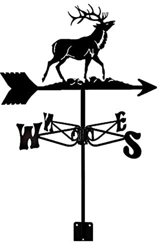 CAZARU Retro Bauernhaus Weihnachten Elch Wetterfahne Windrichtungsanzeiger mit Montagehalterung Wetterfahne für Garten Hof Scheune Messwerkzeug korrosionsbeständig