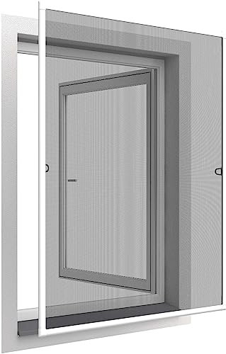 EASY LIFE Fliegengitter für Fenster mit Rahmen aus Aluminium, Weiß