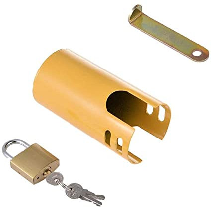OrangeClub Wasserhahn Sperren Schloss Lock Tap Schutzabdeckung Zapfhahn Ventil Vorhängeschloss Diebstahlsicherun Schutzhülle Multifunktionale Schloss Abdeckung Für Außenbereich Garten (2.7cm yellow)