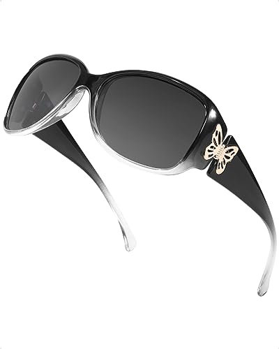 SIPHEW Trendige polarisierte Sonnenbrille für Damen, übergroßer Retro-Rahmen, modische Schmetterlings-Akzente, UV400-Schutz