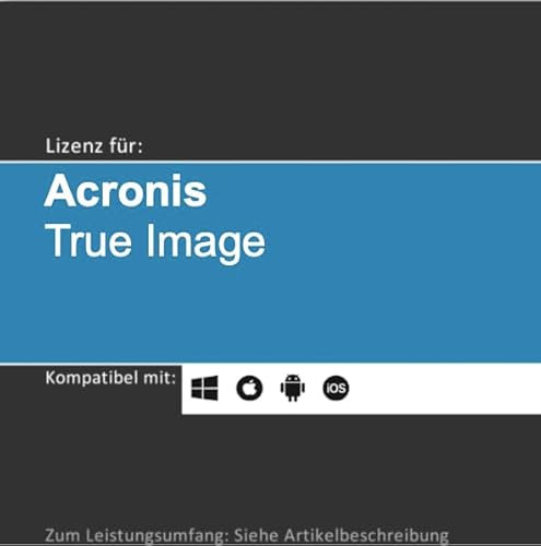 Lizenz für Acronis True Image I 2025 I 1-5 Gerät(e) I unbegrenzte Laufzeit I Vollversion | Windows/macOS/iOS/Android | Lizenzcode per Post o. E-Mail von softwareGO (Versand via E-Mail vorab, 1 Gerät)