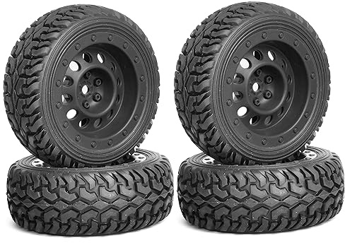 KEEDA 75mm Gummireifen und Kunststoffräder, RC Reifen Felgen Zubehör für 1/10 RC Auf Straße Auto 1/16 RC Rallye Auto HSP 94123 HPI Kyosho Tamiya (Schwarz)