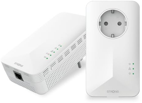 STRONG - Powerline WiFi 1000 Kit - Duo Prises CPL WiFi - Kit CPL - 1000 Mbps/WiFi 1200 Mbps - Compatible Toute Box/Routeur - 1 Port Ethernet + Prise Filtrée - Installation Rapide - Blanc