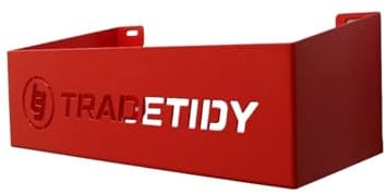 Tradetidy Tool Storage Holder for Toolbox, Tool Bag, Plumbing Tools and More, Ideal for Van Storage, Garage Storage and Workshops, Powder-Coated Steel Construction, Rounded Edges, Colour - Red