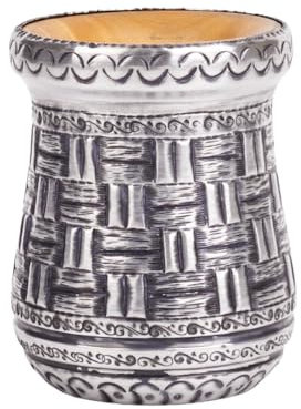 SHOPPLACE Mate Aluminio Artesanal Argentino Vaso Alto Tallado a Mano Yerba Azucar (tejido)