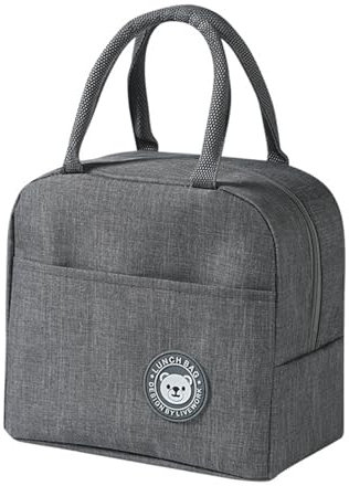 Bolsa Termica Porta Alimentos, Bolsas de Almuerzo, Reutilizables Lunch Bag, Bolsa Comida Trabajo, Nevera Portatil Pequeña Antifugas, Bolsa Impermeable Térmica para Trabajo, Escuela (Gris)