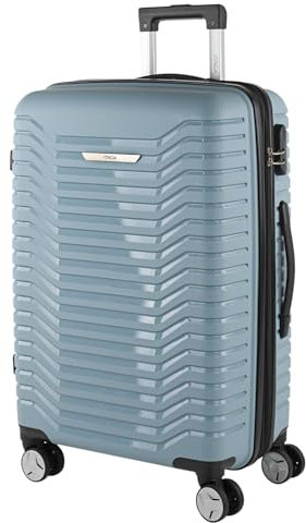 ITACA - Valise Moyenne - Valise Soute Avion Rigide 4 roulettes - Valise De Voyage Résistante en Polypropylène - Valise Ultra Légère avec Verrouillage TSA/Cadenas à Combinaison, Bleu Gris