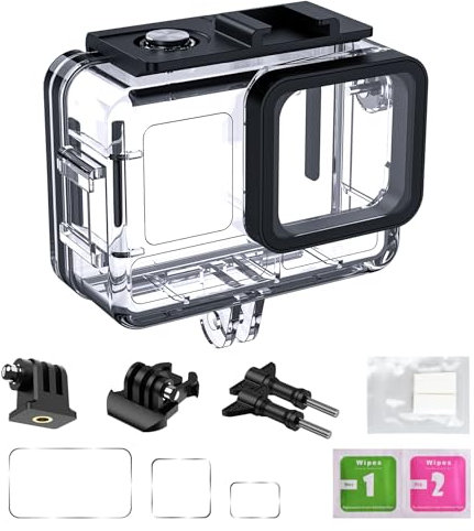 Waterproof Housing case for Insta 360 Acepro, Dive Case with Physical Harden Glass & Alluminium Alloy Frame Underwater Waterproof up to 60m/197/ft with Two Mounts, Three Protective Films