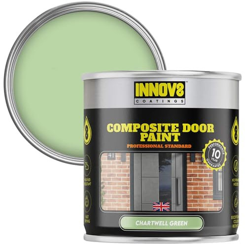 INNOV8 COATINGS COMPOSITE DOOR PAINT - 750 ml - No Primer or Top Coat - Fast Drying - Satin Finish - Chartwell GREEN - Exterior Door Paint