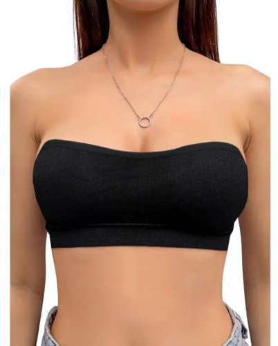 Sexy Code 1701 Reggiseno Senza Spalline da Donna, Senza Cuciture, con Silicone Antiscivolo(D389+D259,Black,S)