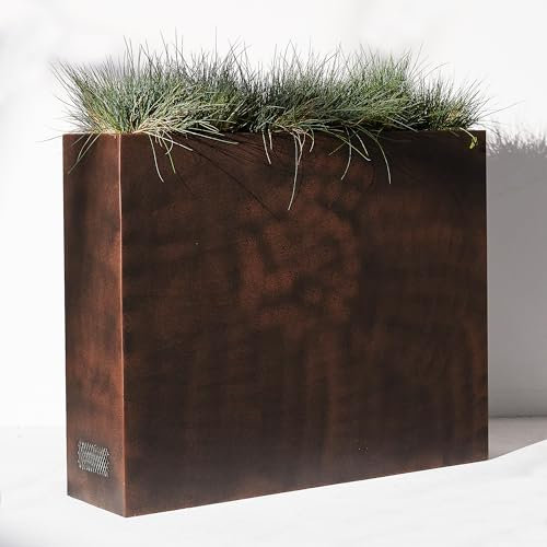 JonesHouseDeco Fioriera da giardino in metallo pesante grande marrone alta rettangolare in acciaio fori di drenaggio fioriere traspiranti con 2 prese d'aria in rete 96,5x25,4x76,5 cm-G902B02