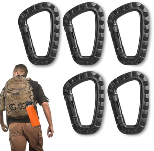 5 Stück Karabiner Kunststoff Karabinerhaken Plastik-Form Karabiner Plastik Schwarz Set ABS Karabiner Clip für Outdoor Seile Rucksäcke Angelruten Camping Wandern Angeln Rucksack karabiner kunststoff