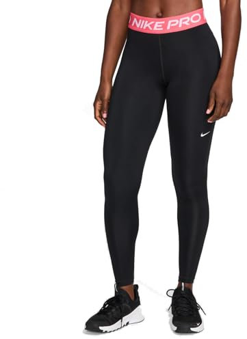 Nike W NP 365 Tight Pantaloni Aderenti a Tutta Lunghezza, Nero/Rosa Astro/Bianco, XS Donna