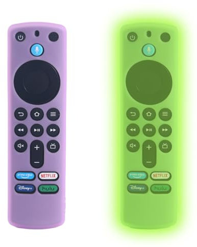 CPJJ 2 Stück Silikon Gehäuse Kompatibel mit Firestick 4K Max/Toshiba/Insignia Serie Alexa Stimme Fernbedienung Erweitert mit Schlüsselband (Im Dunkeln leuchtend