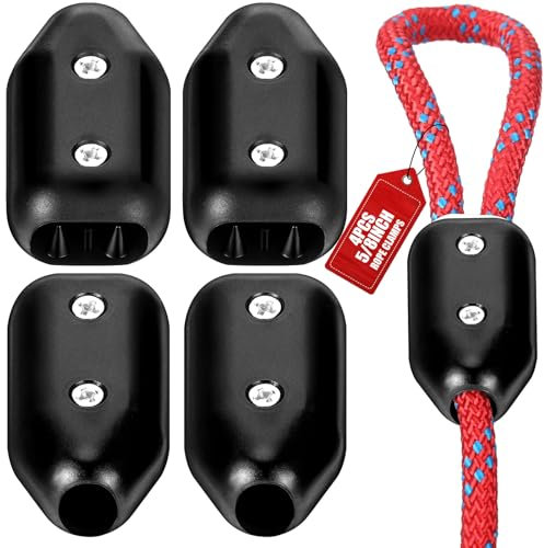 VioraWhite 4 Pcs 5/8 Inch Rope Clamps Large Reusable Rope Clamp Black Plastic Rope Connector Clamp Suitable for 11-12 mm Nylon Rope or Braided Ropes