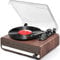 Udreamer Tocadiscos Bluetooth Tocadiscos de Vinilo Soporte USB AUX-in Auriculares RCA Line-out 3 Speed Diseño de Espejo Nuez